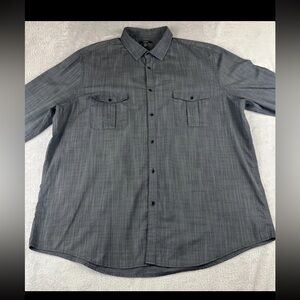 Alfani mens gray long sleeve button front pocket dress shirt size XXL